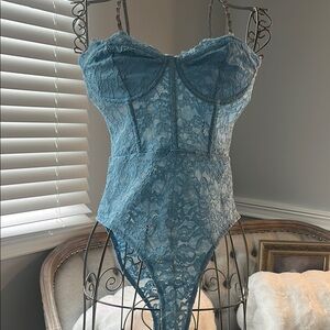 Zara Blue Lace Bodysuit